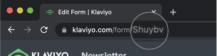 A browser's URL bar containing a form URL, with the form's six-digit ID highlighted