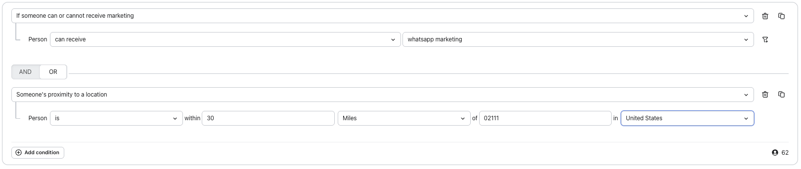 Segment WhatsApp oparty na lokalizacji