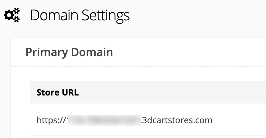 Shift4Shop domain settings showing store URL