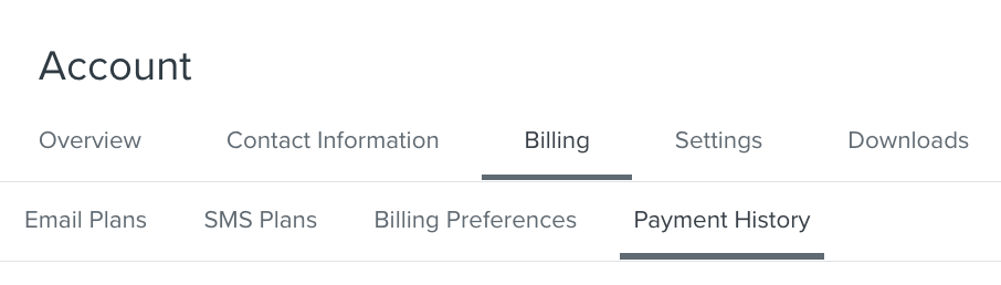 The Payment History tab under Billing