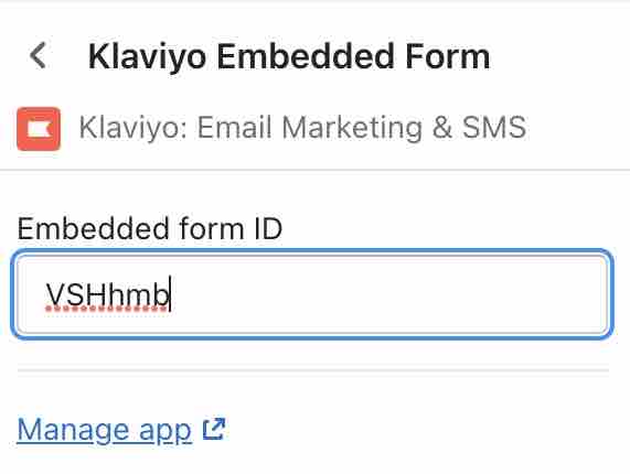 embedded form ID pasted in the text box