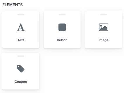 signup form elements menu showing the different content you can add to your form, including text, buttons, images, and coupons