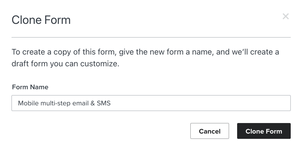 Modal to clone a form