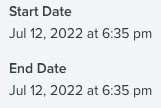 Start Date and End Date of a completed test